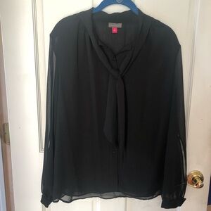 Vince Camuto Black Tie-Neck Blouse